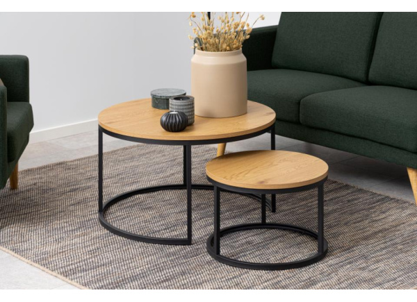 Juego 2 mesas de centro redondas SAGA