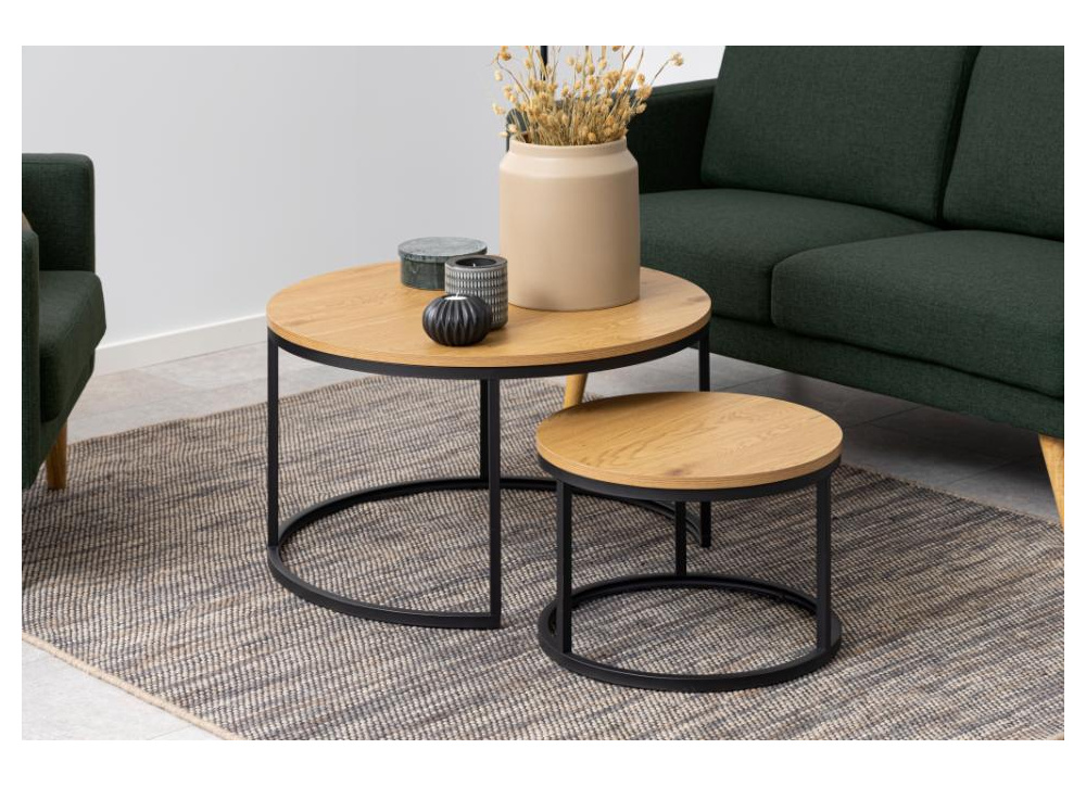 Juego 2 mesas de centro redondas SAGA