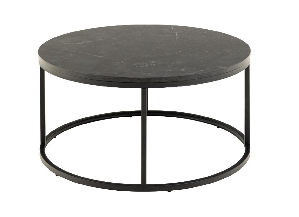 Mesa de centro redonda tampo efeito mármore SIGNE