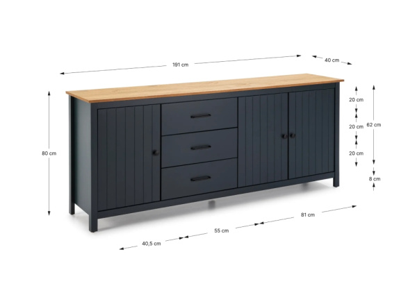 Aparador 3 puertas y 3 cajones RANDA