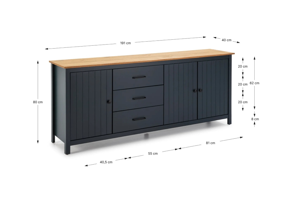 Aparador 3 puertas y 3 cajones RANDA