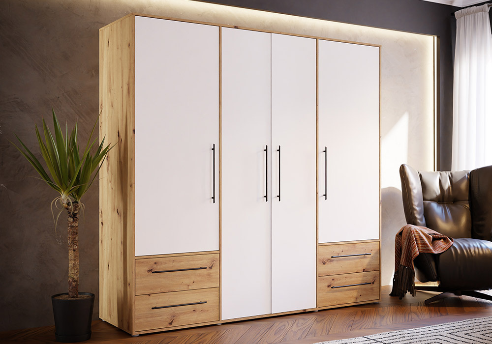 Roupeiro com 4 portas e 4 gavetas PRIMAVERA