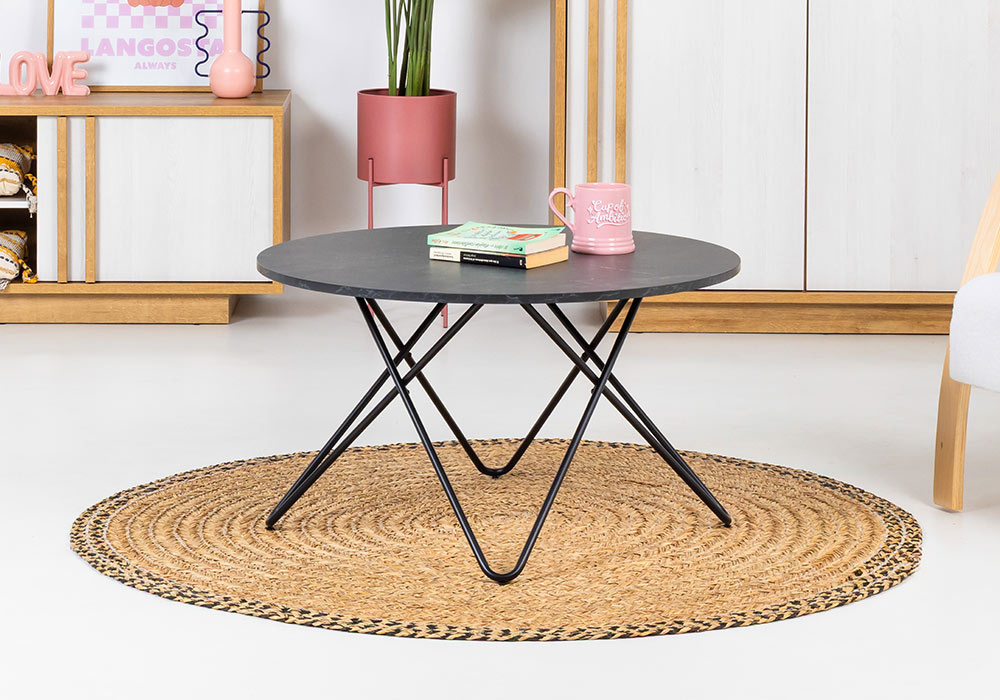 Mesa centro redonda negra FJORD