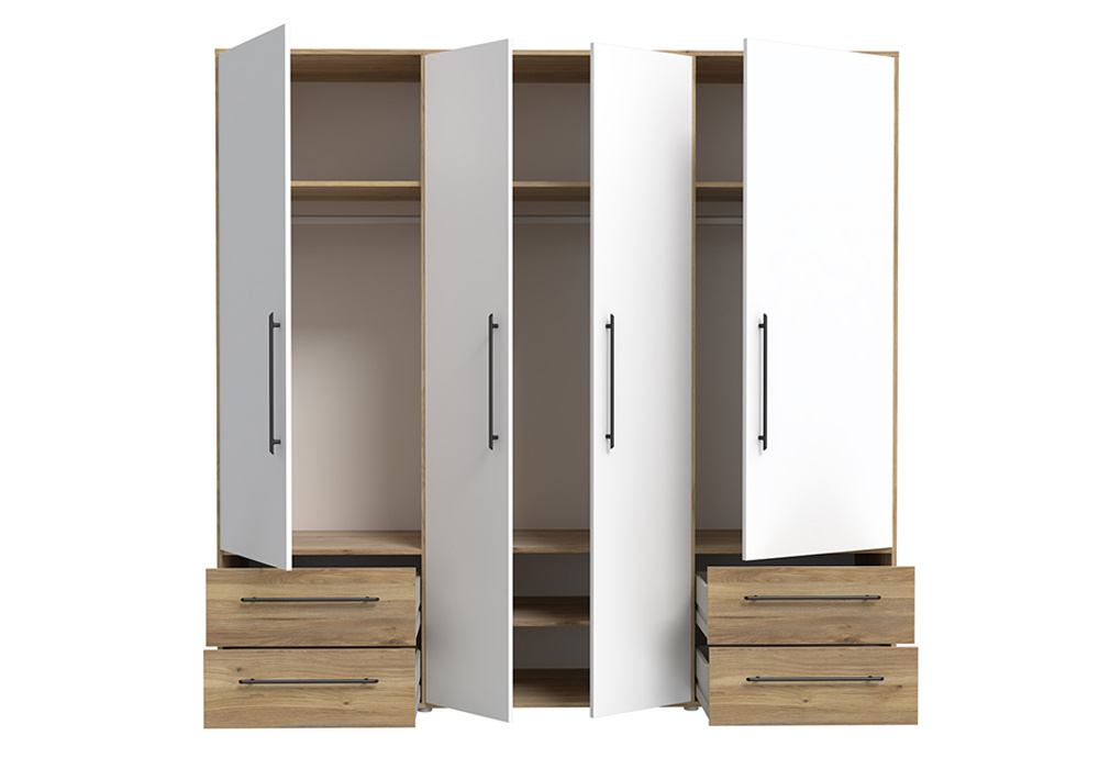 Armario con 4 puertas batientes y 4 cajones PRIMAVERA
