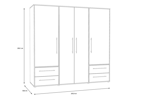 Armario con 4 puertas batientes y 4 cajones PRIMAVERA