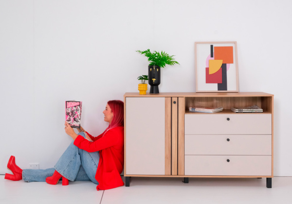 Aparador 3 gavetas 1 porta e furo ARNEY