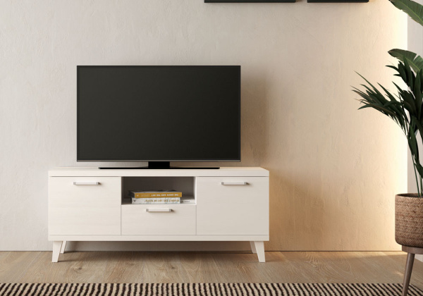 Mesa tv sin patas 2 puertas 1 cajón 1 hueco ATLANTIS