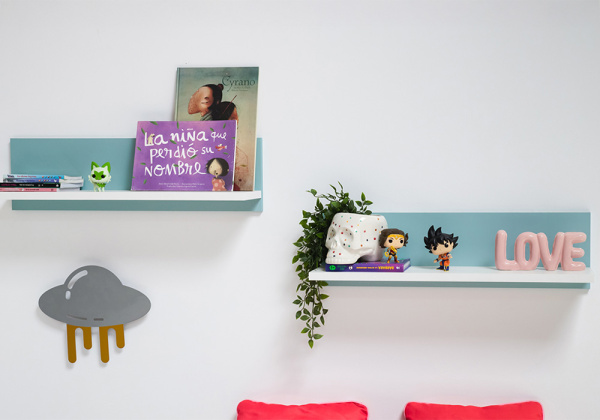 Cama doble con 2 cajones + 2 estantes pared JAIPUR