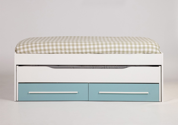 Cama doble con 2 cajones + 2 estantes pared JAIPUR