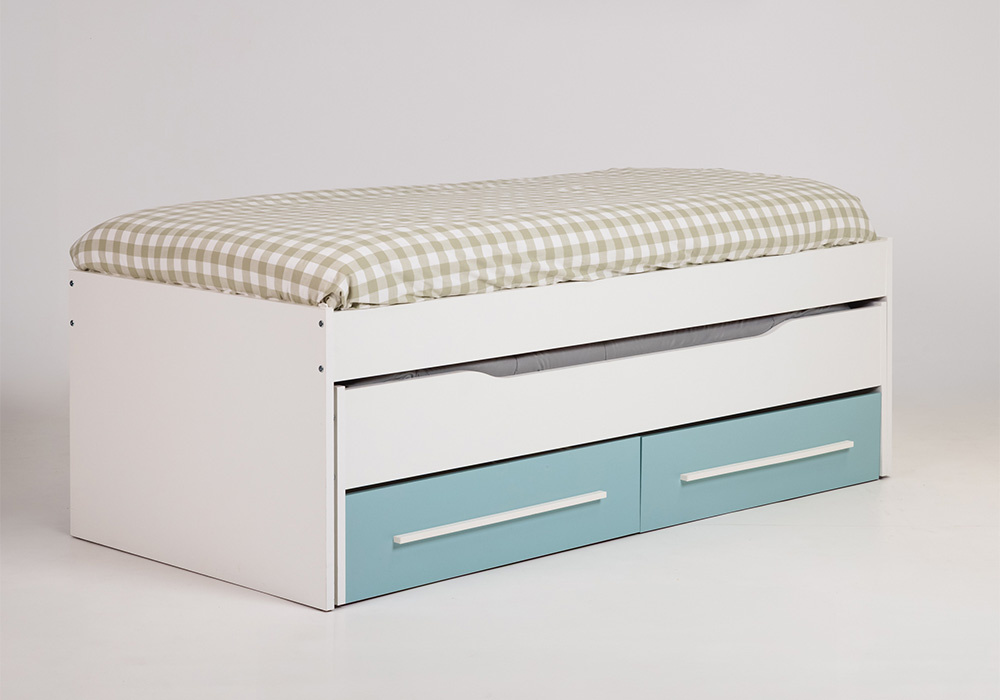 Cama doble con 2 cajones + 2 estantes pared JAIPUR