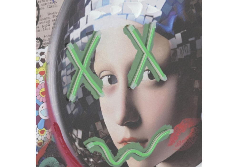 Cuadro pintado a mano con leds ASTRONAUTA