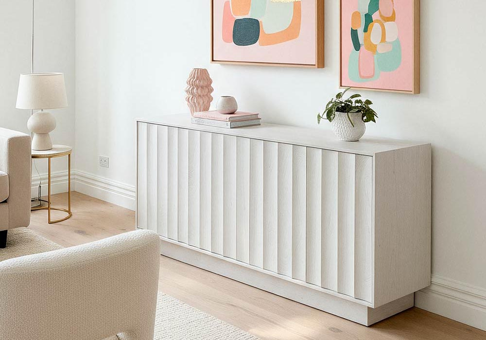 APARADOR BRANCO COM FRISOS