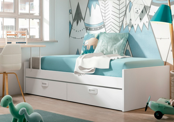 Cama de nide 90 ou 105 com duas gavetas com rodas CLEO