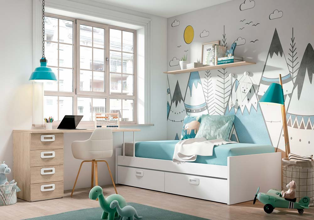 Cama de nide 90 ou 105 com duas gavetas com rodas CLEO