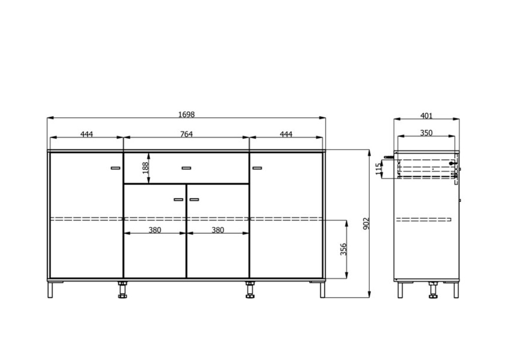 Aparador 4 puertas y 1 cajón AVIGNON