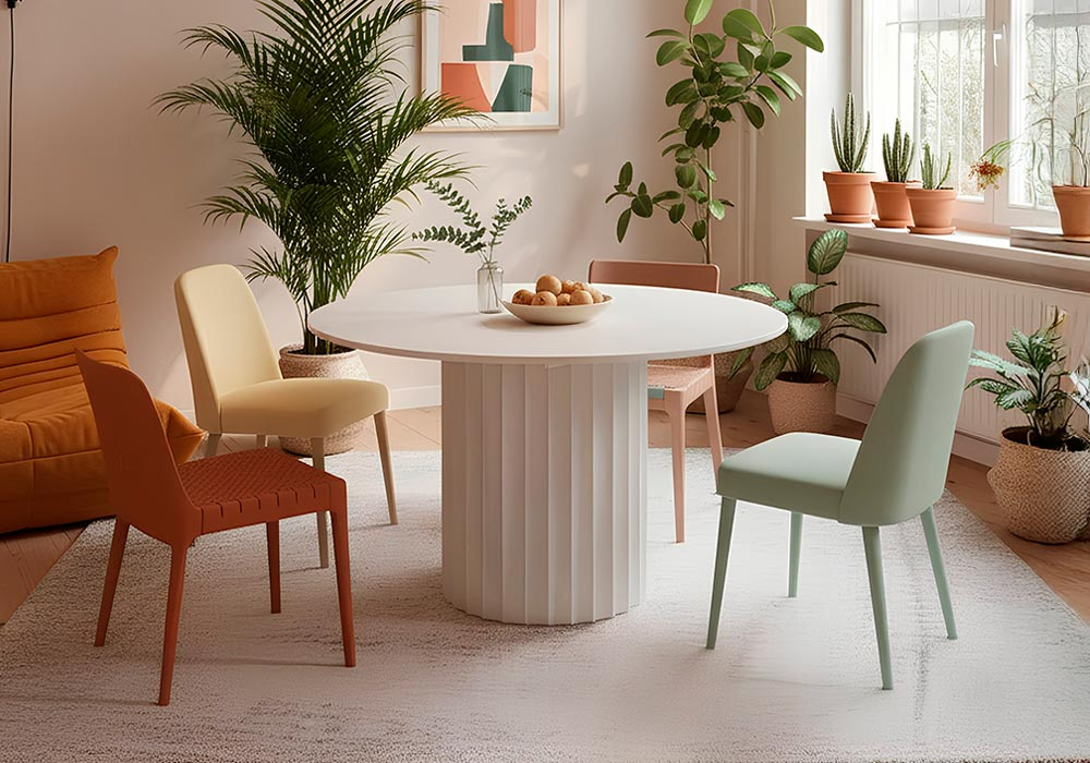 Mesa de jantar redonda branca