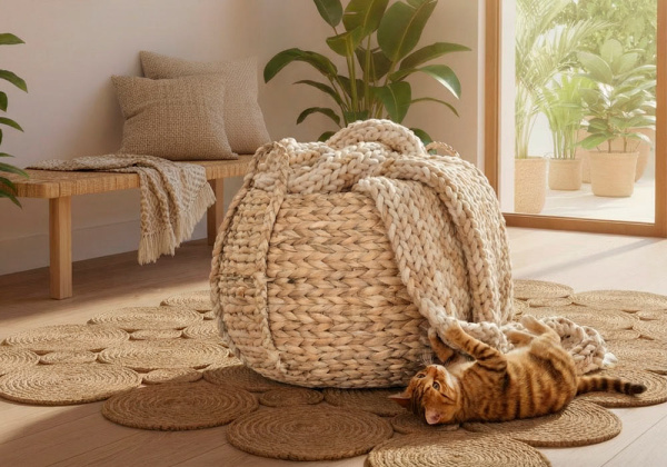 Cesta de fibra natural Boho