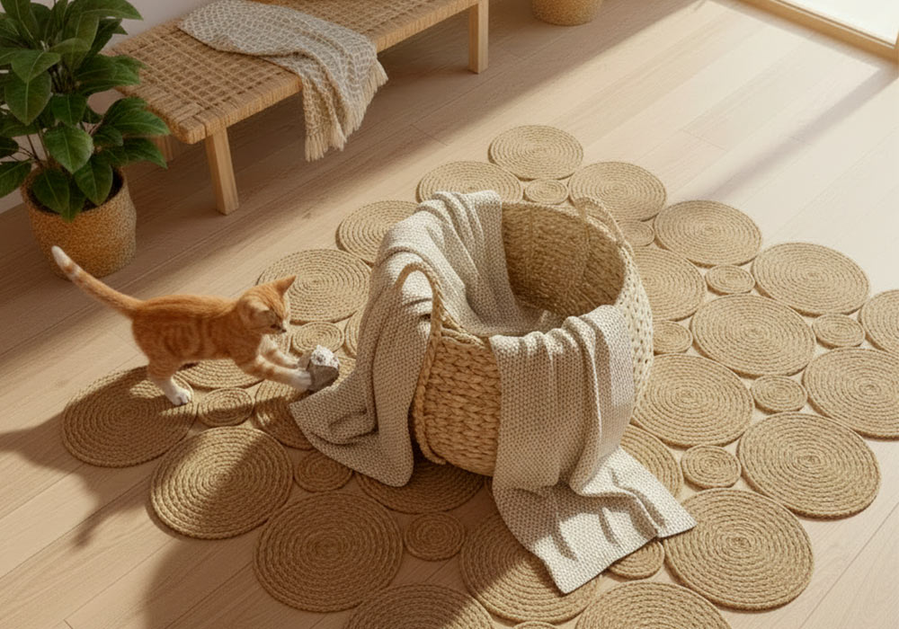 Cesta de fibra natural BOHO