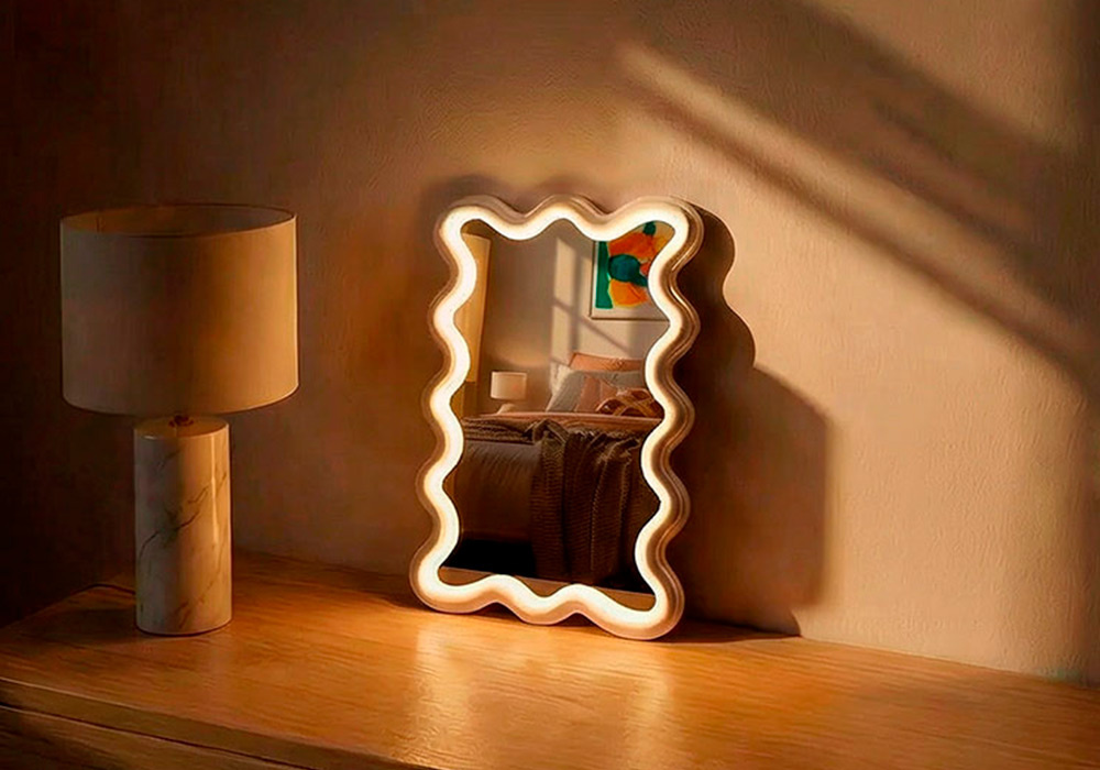 Espelho de mesa com LEDs WAVY