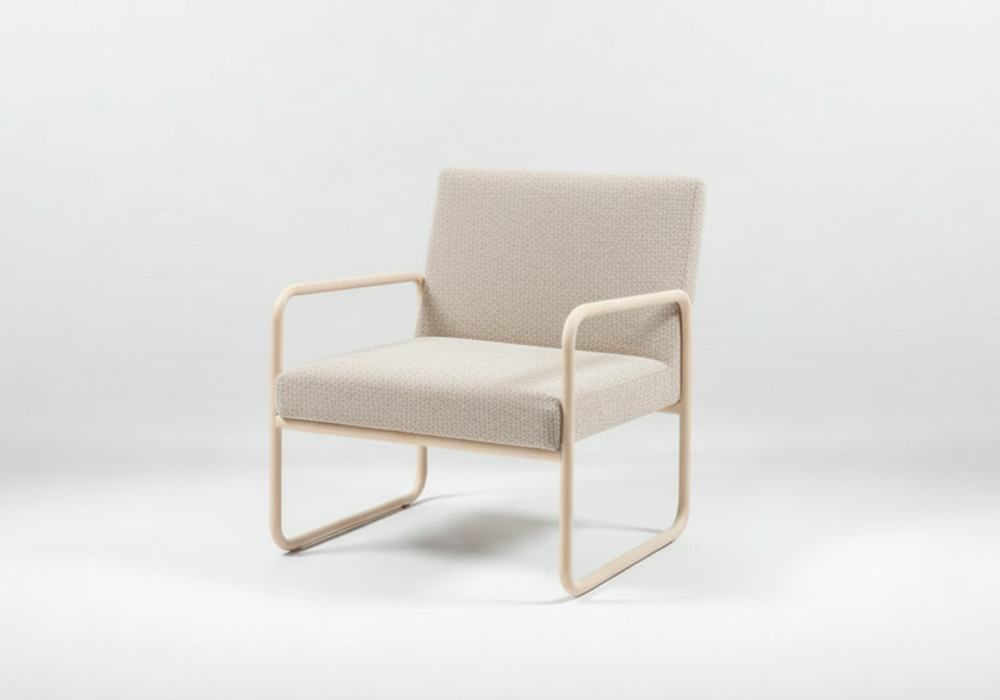 Sillón tapizado con pata metálica RILO