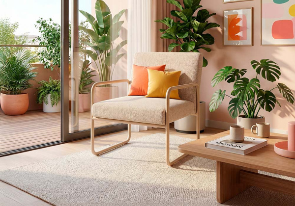 Sillón tapizado con pata metálica RILO