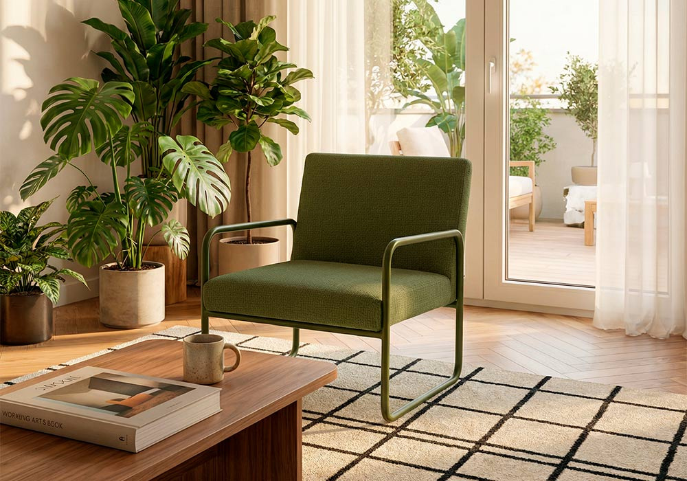 Sillón tapizado con pata metálica RILO Sillón tapizado con pata metálica RILO