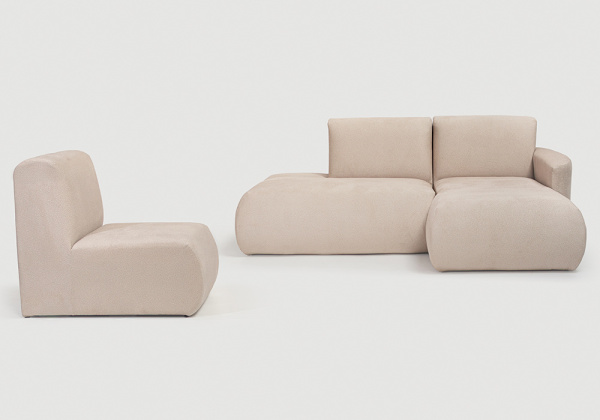 Sofá modular terminal con módulo, chaiselongue y puf TINA