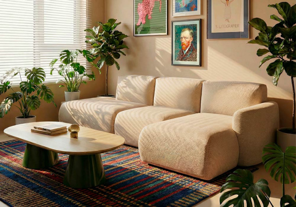 Sofá modular terminal com módulo e chaiselongue TINA