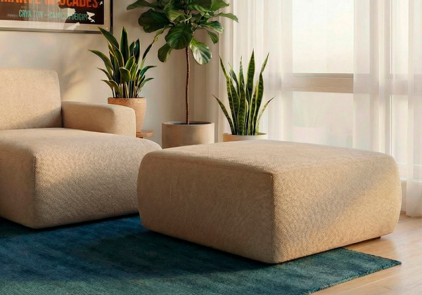 Sofá modular terminal con chaiselongue y puf TINA