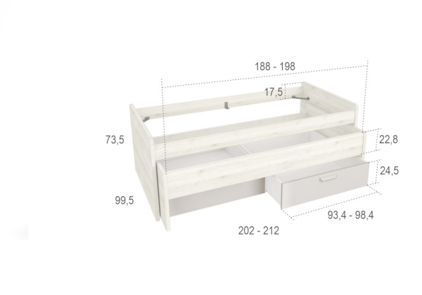 Compacto con cajones 90x190 blanco nordic CLEO