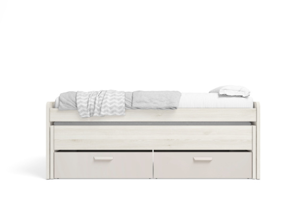 Cama compacta com gavetas 90x190 branco nórdico CLEO