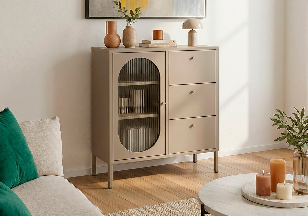 Aparador 1 puerta y 3 cajones metálico COLORS