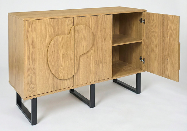 Aparador madera natural 3 puertas CALI puerta abierta