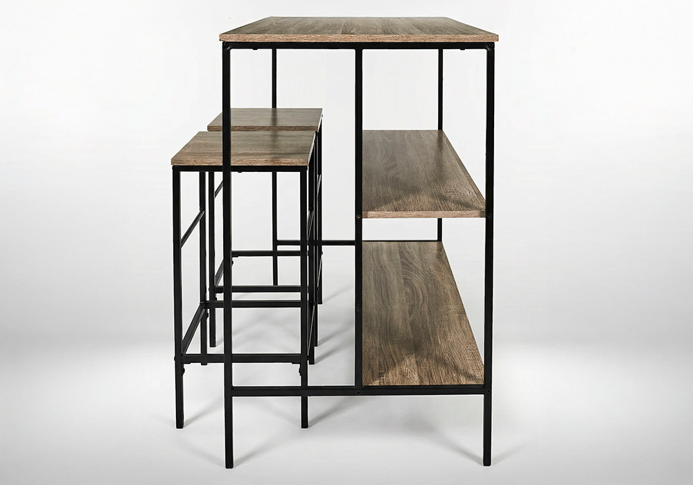 Mesa isla de cocina con taburetes TALLO vista lateral