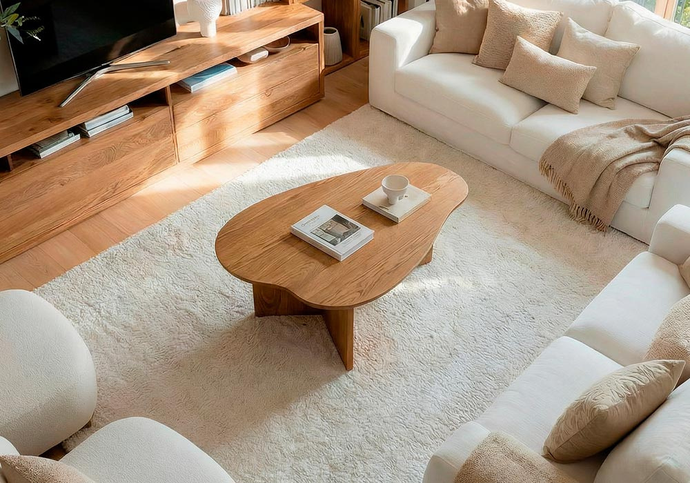 Mesa auxiliar de madera CALI vista desde arriba