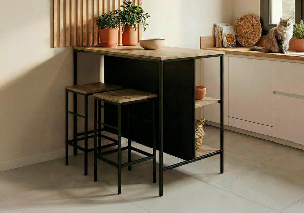 Mesa isla de cocina con taburetes TALLO