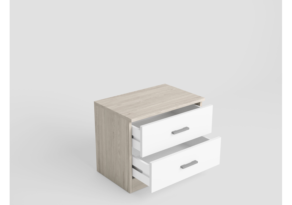 Cabecero y dos mesitas Mónaco Star cajones abiertos