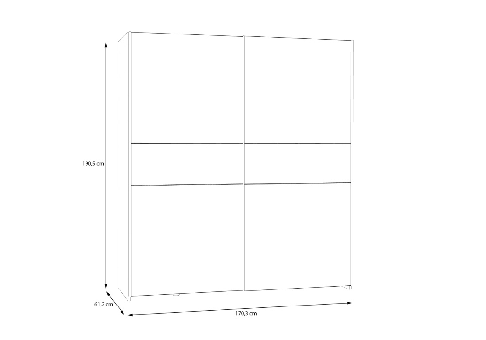 Armario 2 puertas correderas SPARK plano lateral