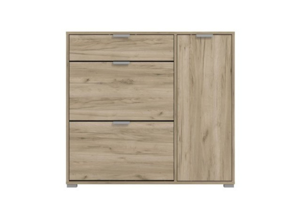 Zapatero 2 cajones abatibles y 1 puerta ARCO Roble-Gris frente