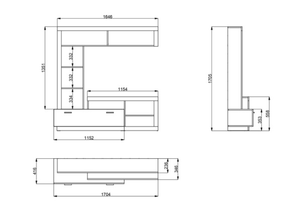 Composición de salón GLEN plano medidas