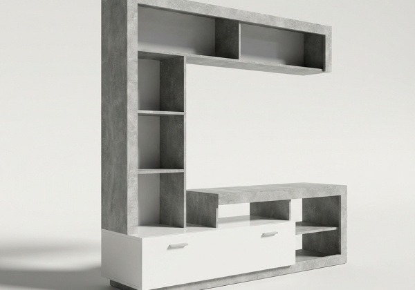 Composición de salón GLEN cemento-blanco lateral