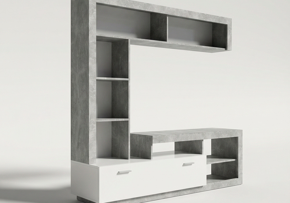 Composición de salón GLEN cemento-blanco lateral