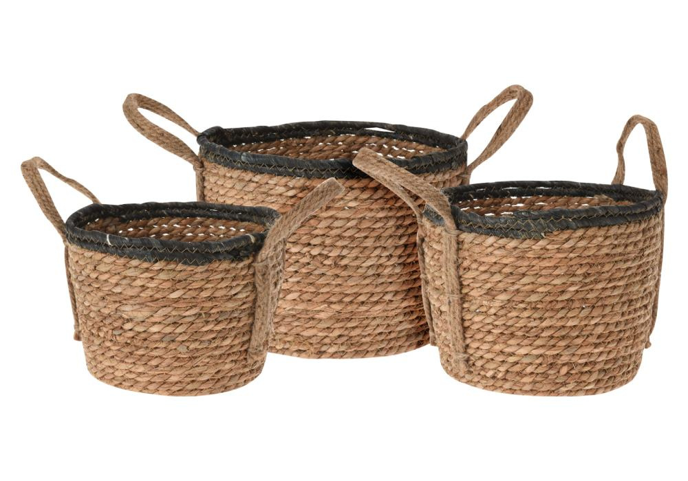 Cesta de esparto redonda con asas JUNCO conjunto