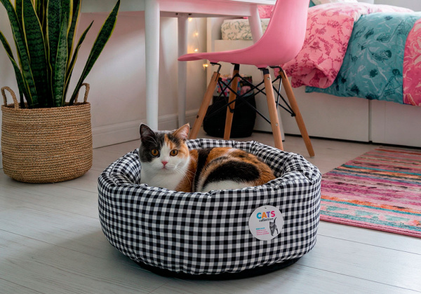 Cama para gatos MAMBO - negra/decorada