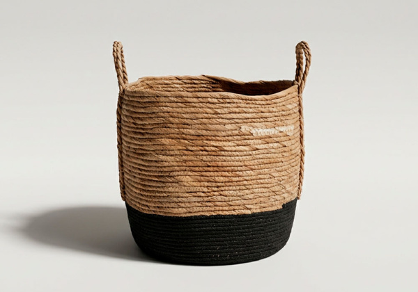 Cesta de esparto bicolor con asas VIVA
