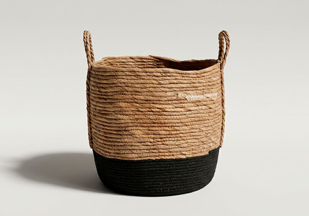Cesta de esparto bicolor con asas VIVA grande