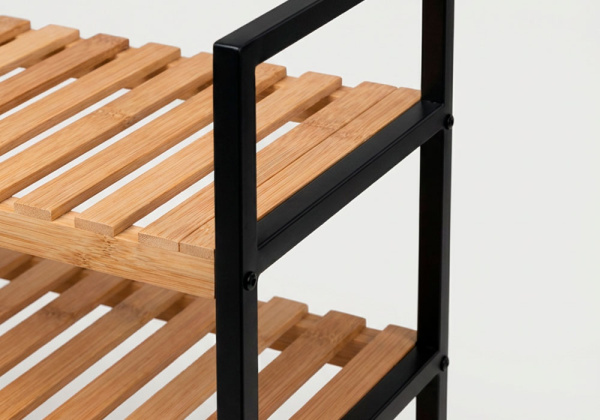 Zapatero 3 baldas bambú BOX detalle