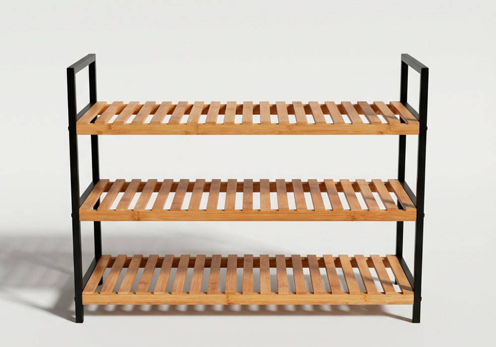 Zapatero 3 baldas bambú BOX frente