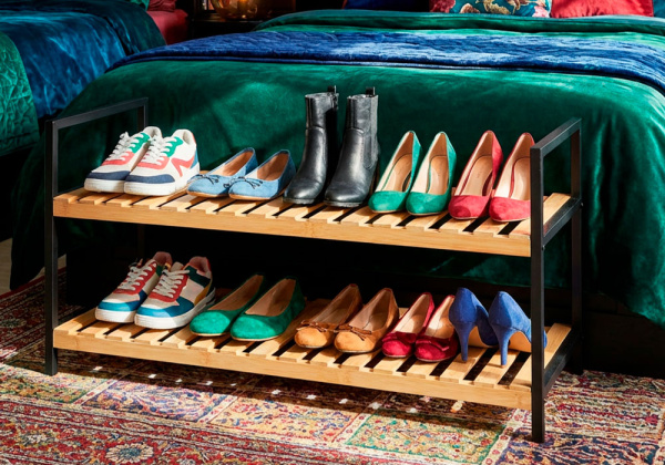 Sapateira com 2 prateleiras em bambu DOOS