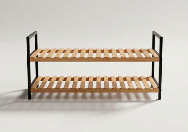 Zapatero 2 baldas bambú DOOS frente